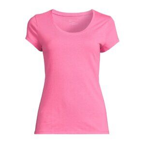 No Boundaries Women's Scoop Neck Tee with Short Sleeves – Pink, Size XXL (19)